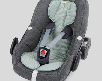 Sitzauflage für Autositz, Funktionssitzauflage, Baby, Kind, Ersatzbezug, Wendeauflage, Autositzauflage, Babyschale, COOLAIR 0, waffel, green