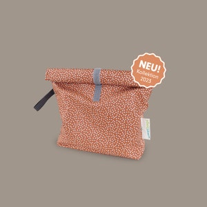 ROLLUP WETBAGS®, Liebes von Priebes, WETBAG, Windeltasche, Wechselkleidung Beutel, Nasstasche, wasserabweisend, mini dots terracotta Größe M