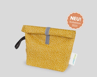 ROLLUP WETBAGS®, S, Liebes von Priebes, WETBAG, Windeltasche, Wechselkleidung Beutel, Nasstasche, wasserabweisend, mini dots ocre S