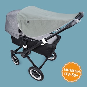 Stroller sun sail, muslin, UV protection, sun sail muslin, buggy, Dear von Priebes, JOHANNA, muslin green