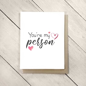 You&#39;re My Person Birthday Card, Anniversary Card for him, Anniversary Card for her, Birthday Gift for Husband, Birthday Gift For Wife, Love