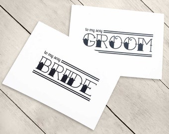 Set of 2 To My Bride and Groom Cards, Wedding Day Cards, To My Groom Card, To My Bride Card, Groom Card from Bride, Bride Card from Groom