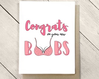 Congrats On Your New Boobs Card Congrats on the Boob Job Gift Breast Implants Gift for her Breast Augmentation New Tits Big Boobs
