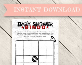 Baby Shower Bingo Digitale Download, Born to Rock Baby Shower, Rock and Roll Bingo, Bingo Game voor Baby Shower, Rock and Roll Baby Thema