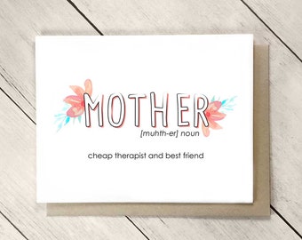 Drôle de carte de fête des mères pour maman, carte d’anniversaire de maman drôle, carte de définition de maman drôle, cadeau d’anniversaire de maman de fille, carte de mère drôle