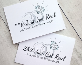 Funny Shit Just Got Real Bridesmaid Proposal Card, Funny Bridesmaid Proposal Card, Bridesmaid Gift, Maid of Honor Gift