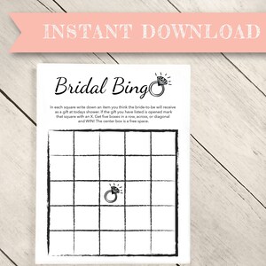Bridal Shower Bingo, Bling Shower Game, Bingo Game, Wedding Bingo, Digital Download, Game for Bridal Shower, Bridal Shower Bingo Game