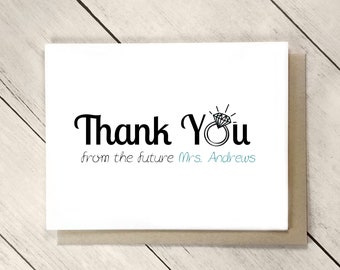 Personalized Thank You Card Bridal Shower, Mr and Mrs Wedding Thank You Card, Newlywed Card, Bridal Thank You, FREE SHIPPING (US only)