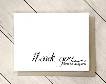Bridal Shower Thank You Card From the Newlyweds, Wedding Bride and Groom Thank You, Simple Thank You, FREE SHIPPING (us only)