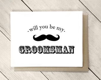 Will You Be My Groomsman Proposal Card Best Man Card Mustache Wedding Party Card Groomsmen Mustache Card Groomsmen Gift Best Man Gift