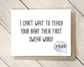 Funny Congrats on New Baby Card, New Mom and Dad Card, Congrats Card, Funny Baby Card, First Swear Word, New Baby Congrats, Expecting Baby