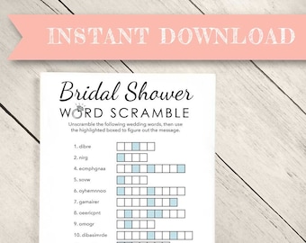 Bruids Douche Games Instant Download, Bruiloft Douche Spel, Bruids Woord Scramble, Douche Spel, Bruiloft Spel, Bruids Douche Games Gedrukt