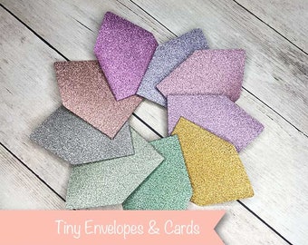 Assorted Mini Glitter Envelopes, Tiny Envelopes, Tooth Fairy, Scrapbooking, NON SHEDDING GLITTER, Gold Glitter Envelopes, Pink Glitter