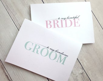 Set of 2 To My Bride and Groom Cards, Wedding Day Cards, To My Groom Card, To My Bride Card, Groom Card from Bride, Bride Card from Groom