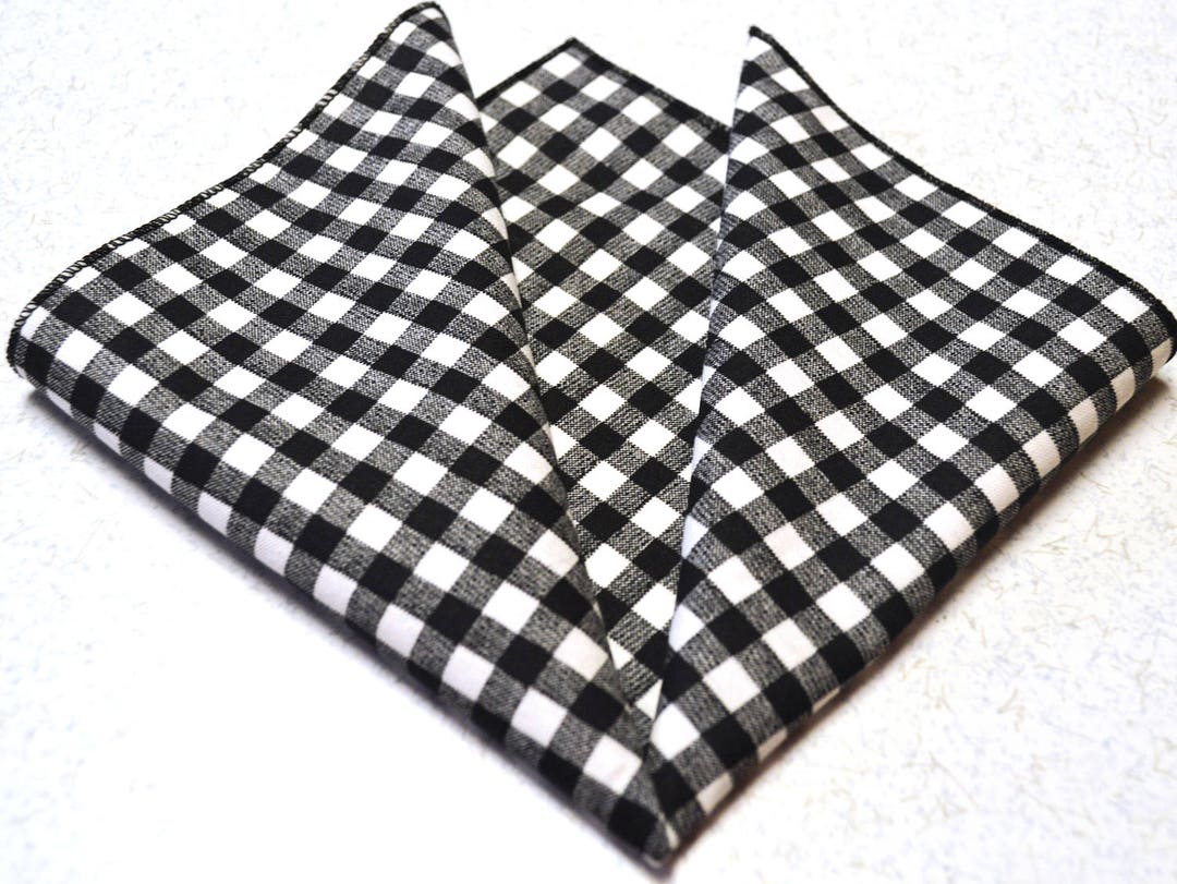 11 X 11 Black and White Gingham Pocket Square Etsy