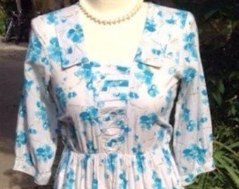Vintage 40's 50's  floral print day dress sz 36" B