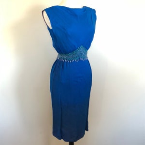 Sexy Vintage Aqua Beaded Chiffon Cocktail Dress Sz 26 W image 1