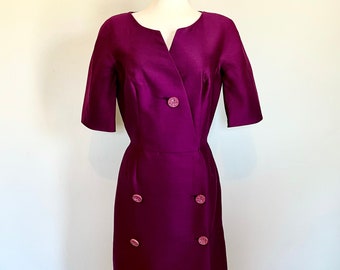 Vintage 60’s Raymond Roberts Eggplant Evening wrap dress Sz 28” W