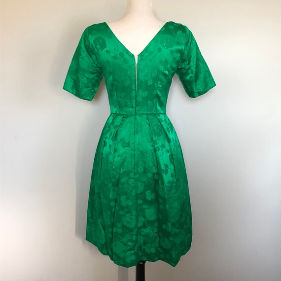 Vintage 1950’s Kelley green floral brocade party … - image 6