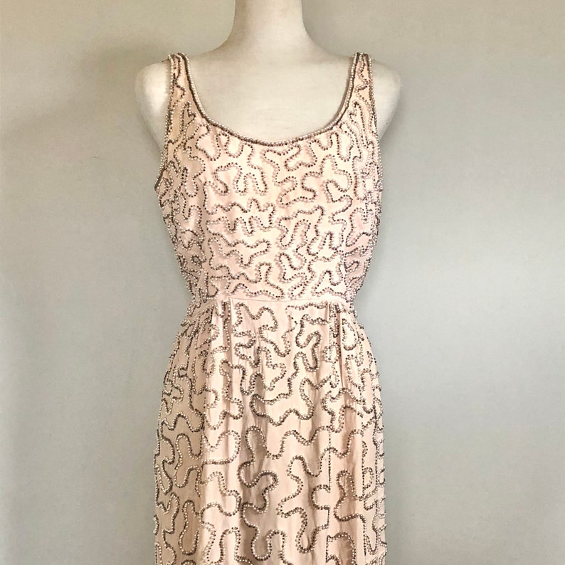 Fabulous Vintage 60\u2019s Diamonds /& pearls beaded gown Sz