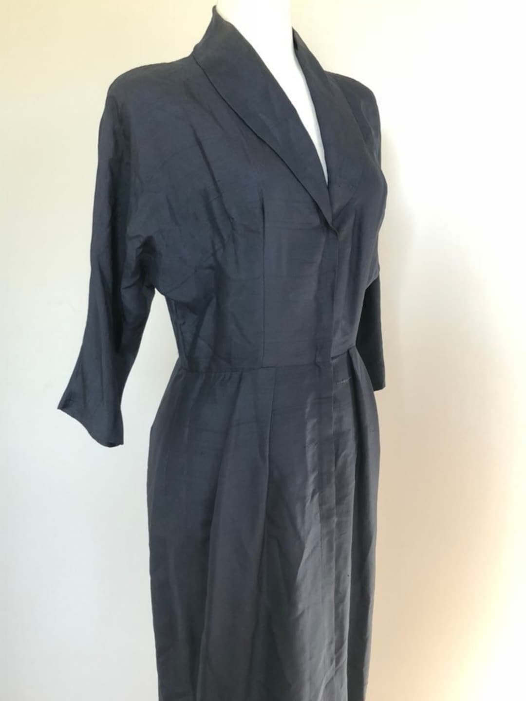 Vintage 1950's Black Corded Silk Batwing Sleeve Dress - Etsy