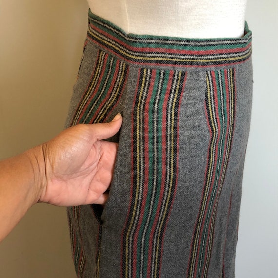 Vintage 70’s does 50’s Serape Stripe wool Pencil … - image 6