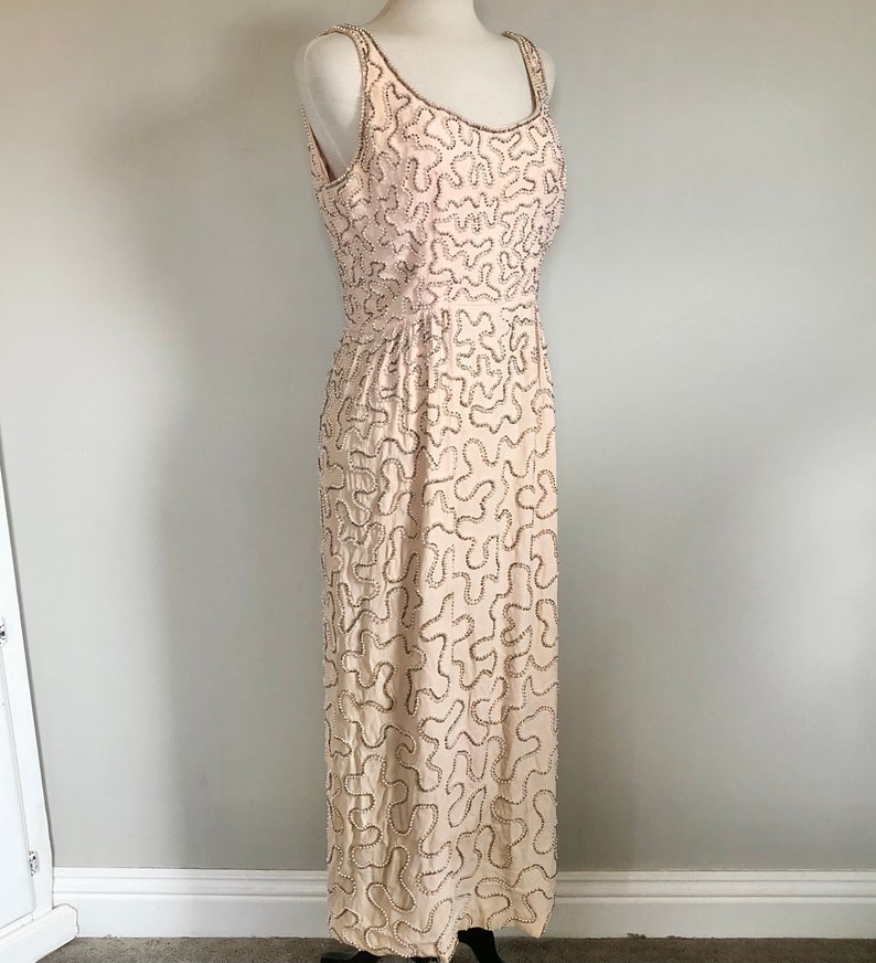 Fabulous Vintage 60\u2019s Diamonds /& pearls beaded gown Sz
