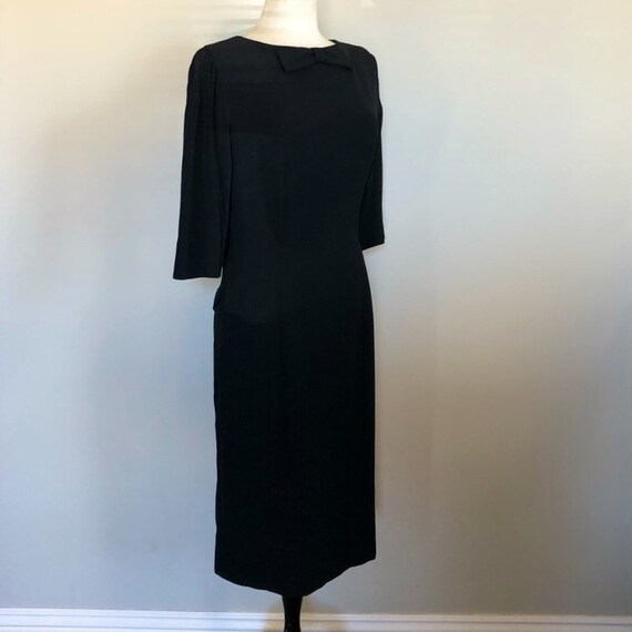 Sexy Demure Vintage 40's 50's Little Black Dress … - image 3