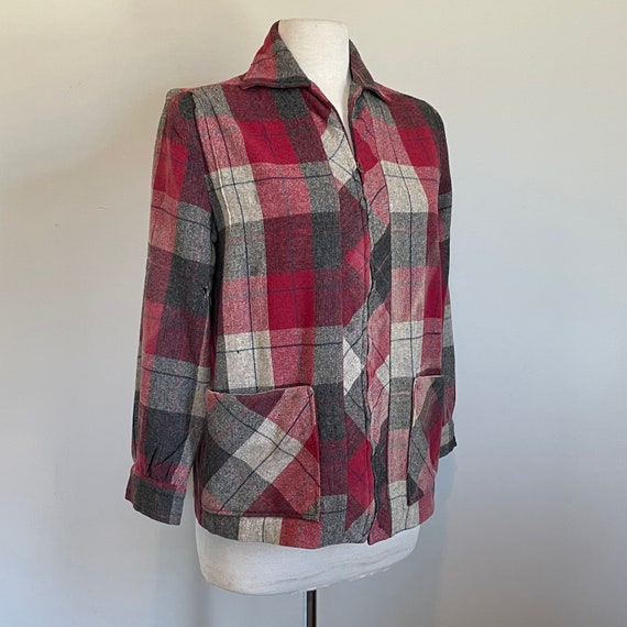 Fantastic Vintage 50’s wool Plaid 49er zip front … - image 2