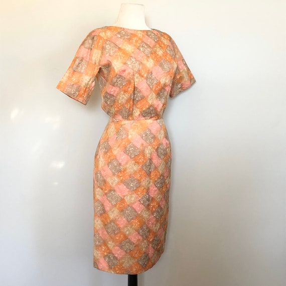 Vintage Early 1960's Diamond Print Wiggle Dress S… - image 3