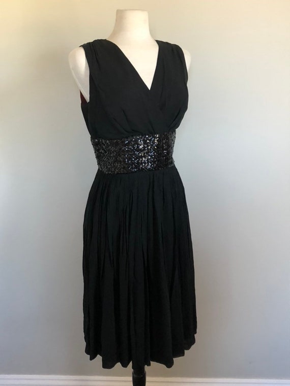 Fabulous Vintage Black Sequins & Chiffon 50's Eve… - image 7