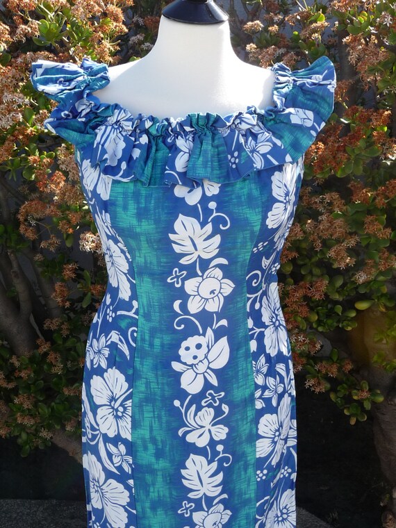 Vintage Tiki Hostess gown Hawaiian 40's 50's Pake-