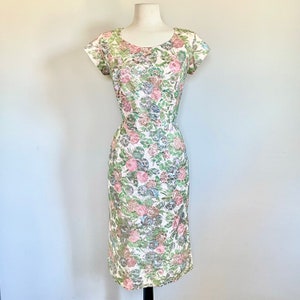 Fantastic Vintage 50’s plus size sexy floral sequin lace wiggle dress Sz 32” W