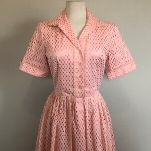 Pretty in Pink Classic 50's Vintage Shirt waist Party Dress Sz 26 W image 3