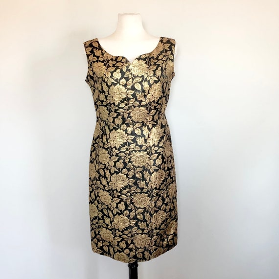 Vintage 60’s Gold Floral Brocade Sexy Wiggle Dres… - image 9