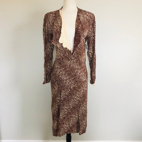 Vintage 1930's Plus Size Jungle Stipes Cold Rayon