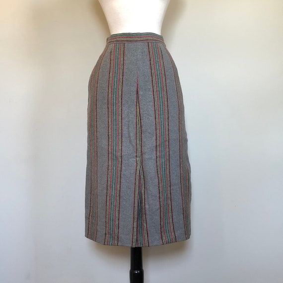 Vintage 70’s does 50’s Serape Stripe wool Pencil … - image 1