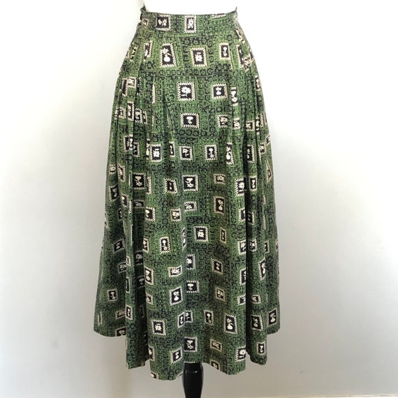 Vintage 50s Border Print Floral patterned Circle Skirt Sz 28 | Etsy