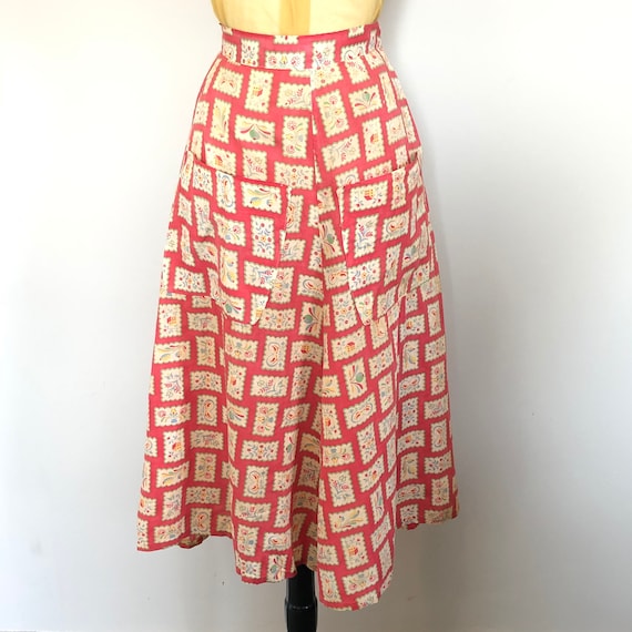 Vintage 30’s 40’s Novelty border print Country’s t
