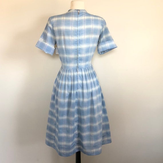 Vintage 50's Western Shadow Plaid Day Dress Sz 28… - image 4