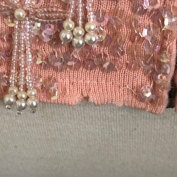 Glamorous Vintage 60’s Baby Pink sequin beaded sw… - image 7