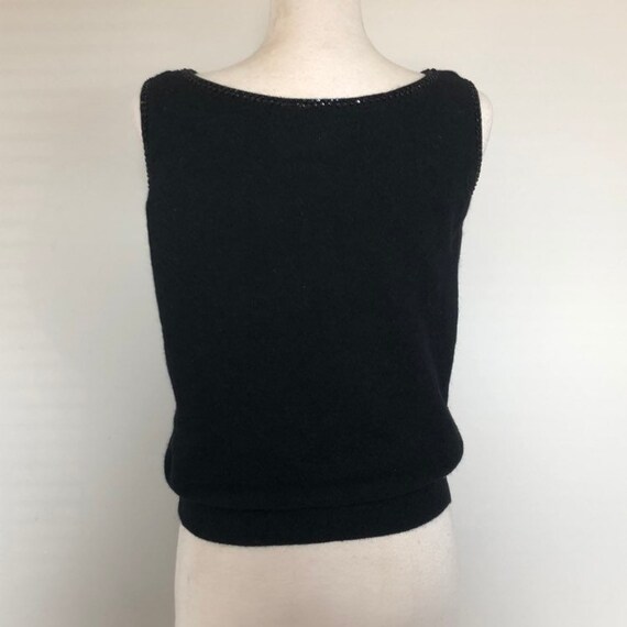 Vintage 50s 60s Beaded Angora Sweater Black Sz 40… - image 6