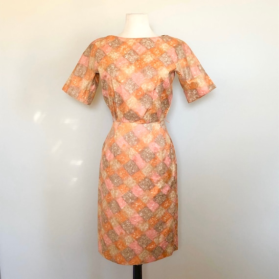 Vintage Early 1960's Diamond Print Wiggle Dress S… - image 1