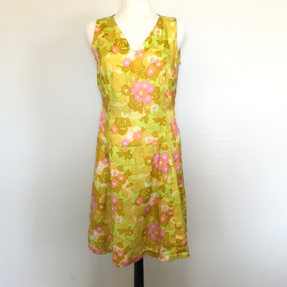 Vintage 60's Mid Century Dropwaist Floral Print S… - image 4