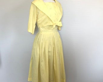 Vintage 50's fit n flair convertible dress and bolero set Sz 28" W