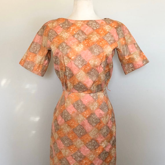 Vintage Early 1960's Diamond Print Wiggle Dress S… - image 2