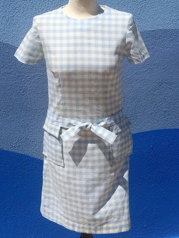 Vintage 60's Gingham GoGo girl Day Dress Sz 34"B - image 2