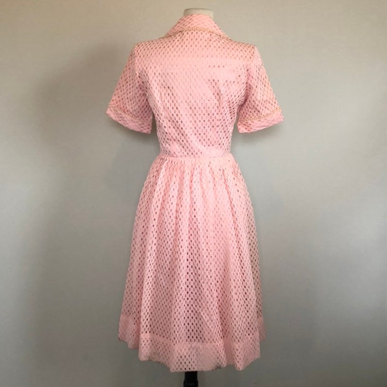 Pretty in Pink Classic 50's Vintage Shirt waist Party Dress Sz 26 W image 4