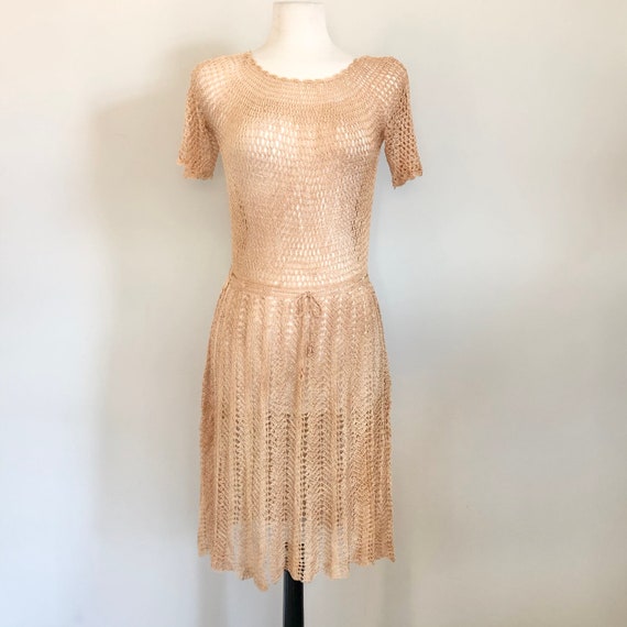 Vintage 20’s 30’s Repro Ivory crochet dress Sz M