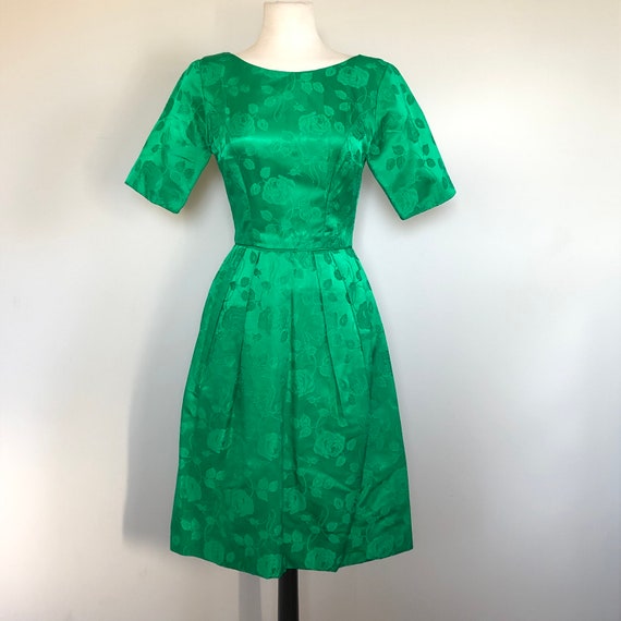 Vintage 1950’s Kelley green floral brocade party … - image 8